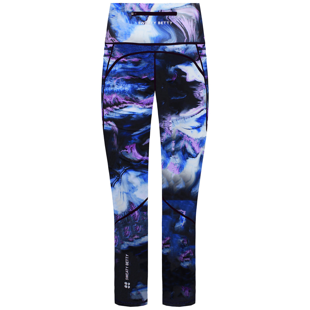 Sweaty Betty Power Pro Workout Womens Blue Print 7/8 Leggings