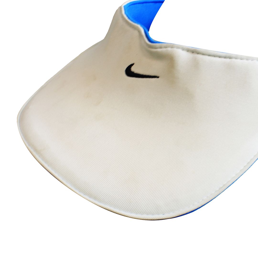 Nike Air Max Visor Logo White Blue Unisex Tennis Golf Cap - Marks on front