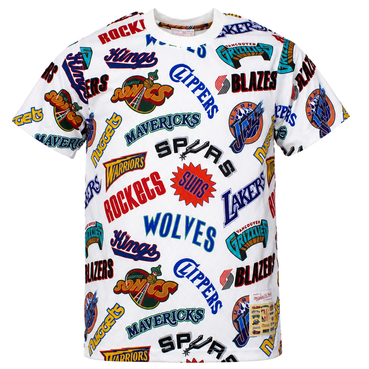 Mitchell & Ness All Over Western Team Logo Mens White T-Shirt