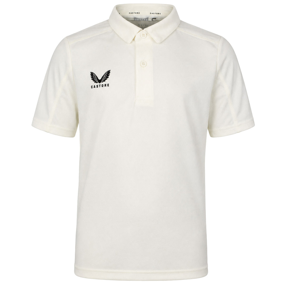 Castore Logo Kids Off White Cricket Polo Shirt