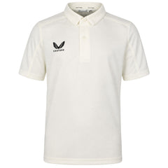 Castore Logo Kids Off White Cricket Polo Shirt