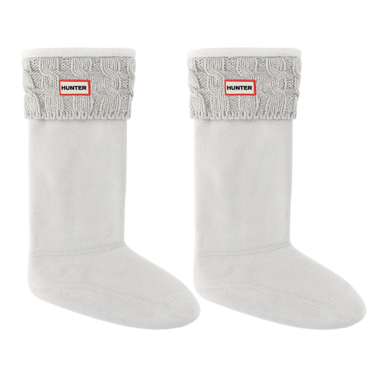 Hunter 6 Stitch Cable Cuff Tall Light Grey Boot Sock