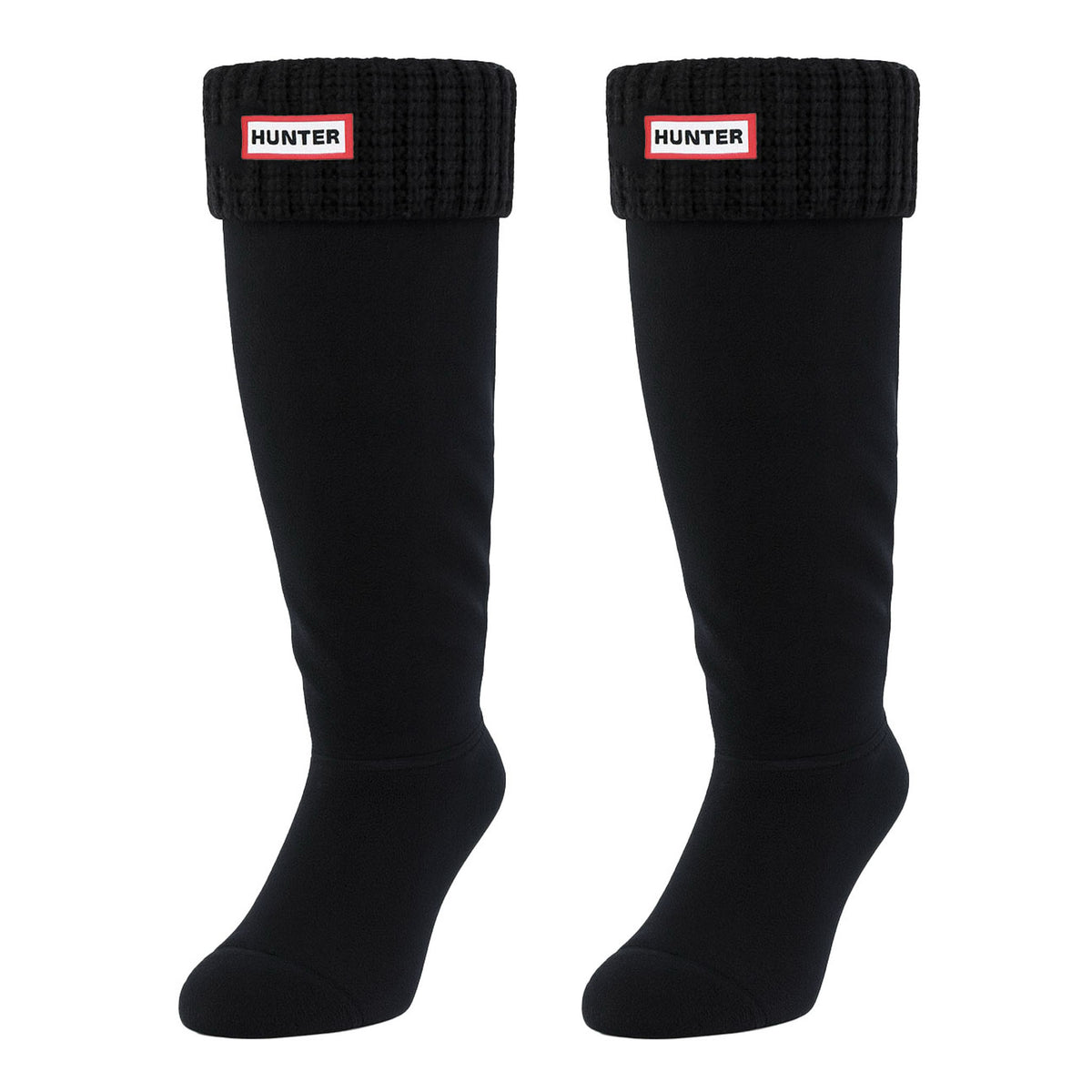Hunter Original Waffle Cuff Tall Black Boot Socks