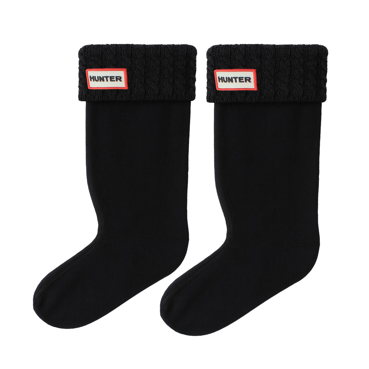 Hunter Mini Cable Tall Black Boot Socks