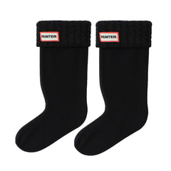 Hunter Mini Cable Tall Black Boot Socks