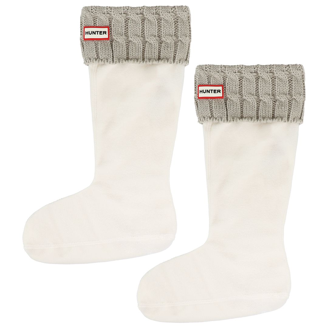 Hunter 6 Stitch Cable Cuff Beige Tall Boot Socks