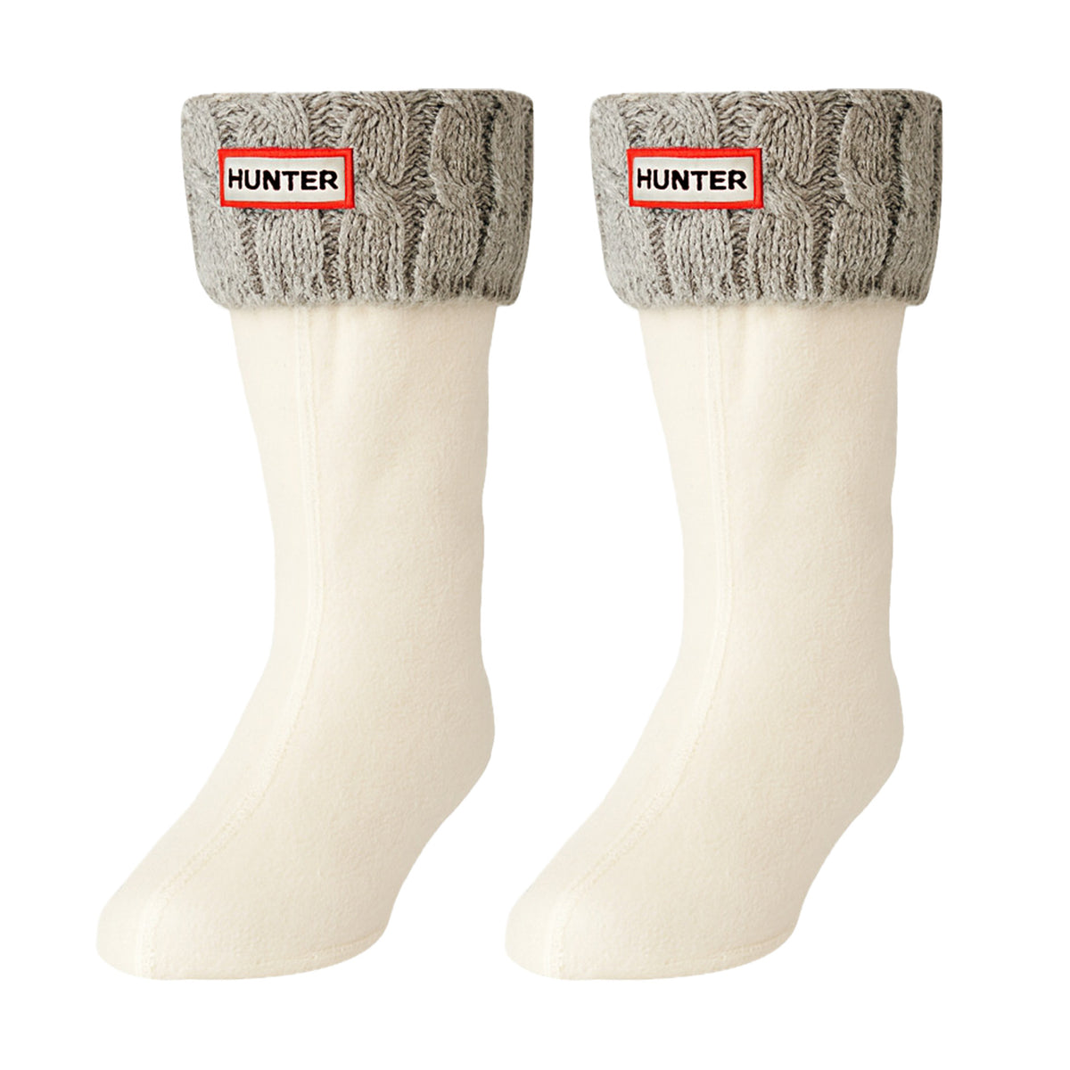 Hunter Recycled 6 Stitch Cable Short Grey Boot Socks