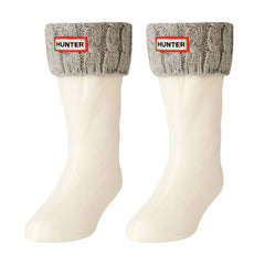 Hunter Recycled 6 Stitch Cable Short Grey Boot Socks