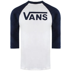 Vans Off The Wall Logo Mens White/Navy Top