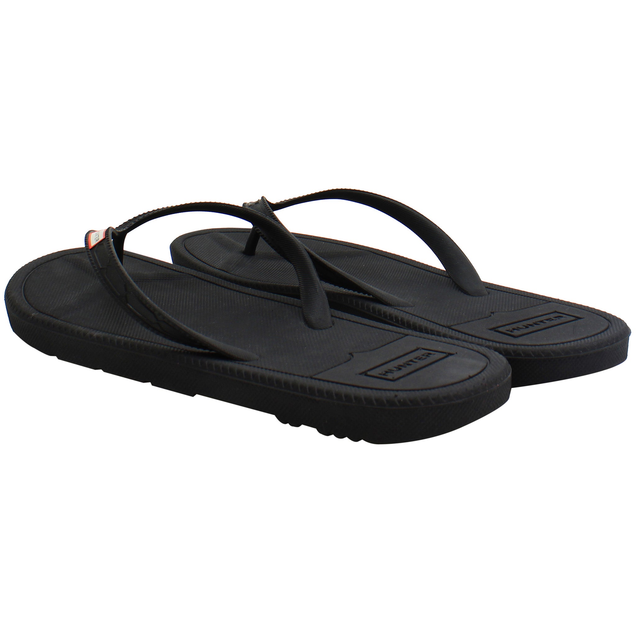 Hunter Logo Womens Black Flip-Flops