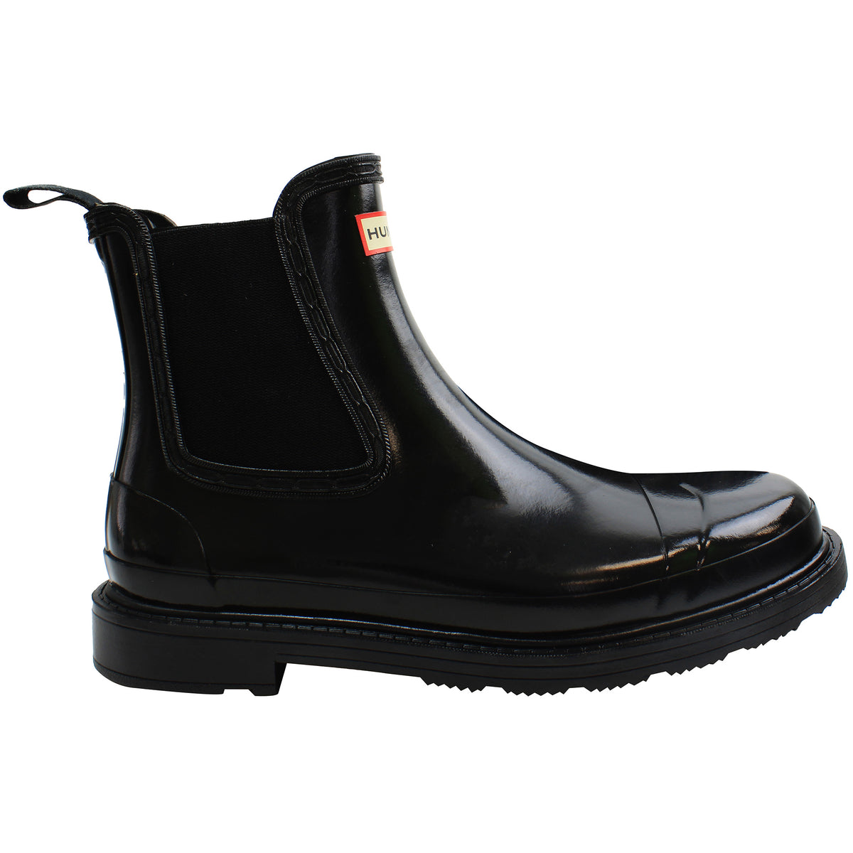 Hunter Commando Chelsea Gloss Womens Black Boots