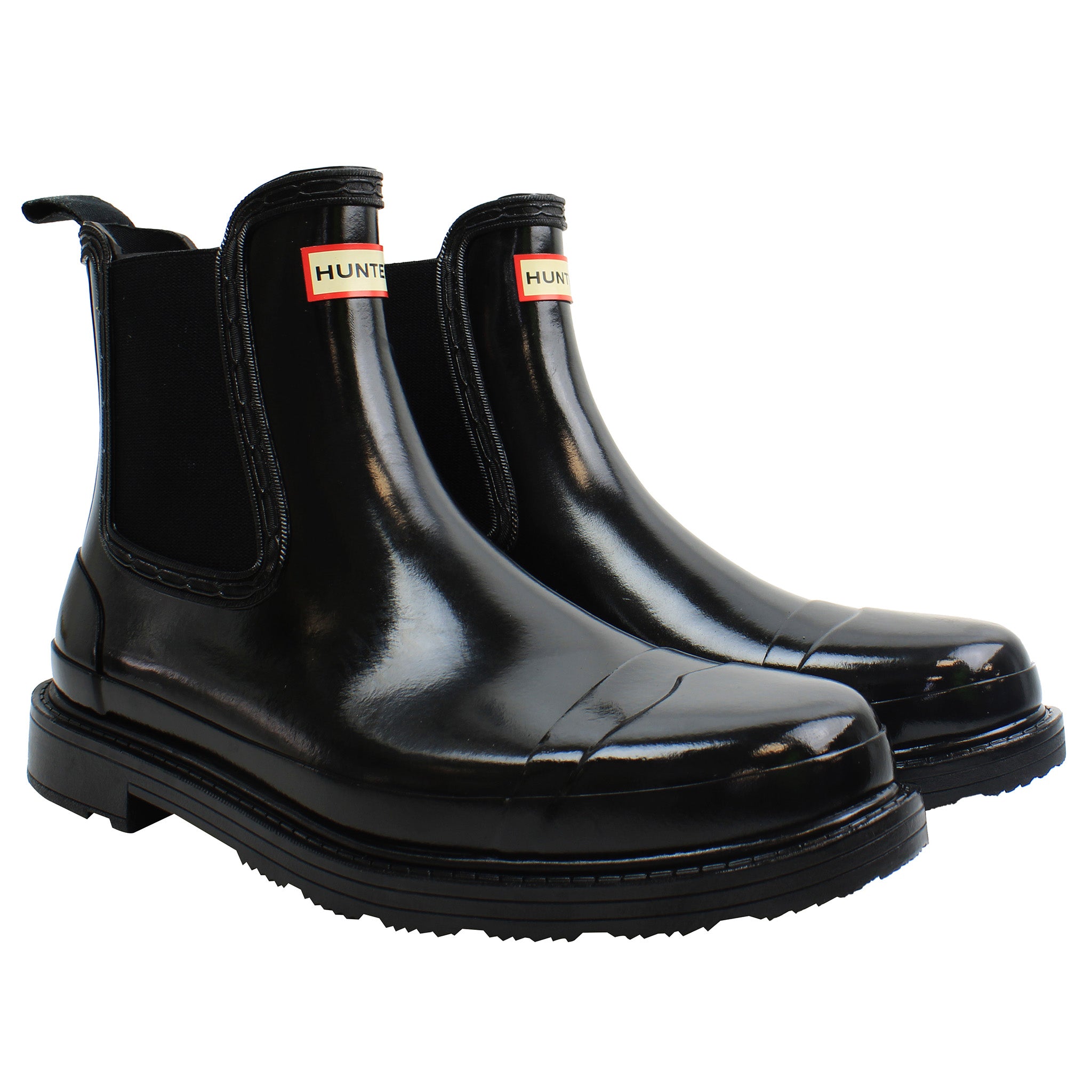 Hunter Commando Chelsea Gloss Womens Black Boots