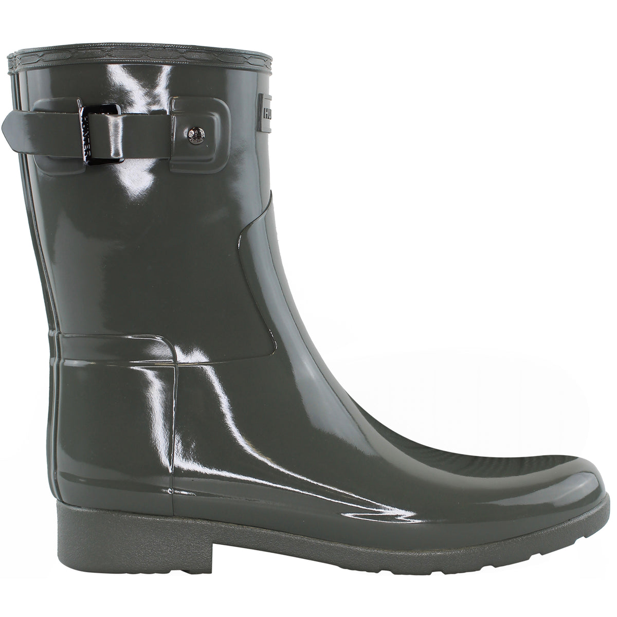 Hunter Refined Short Gloss Womens Grey Wellington Boots