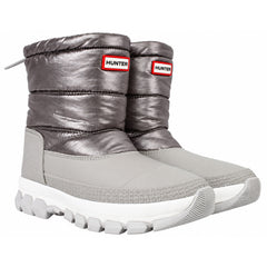 Hunter Metallic Womens Silver Snow Boots