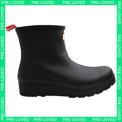 Hunter Play Shearling Insulated Short Womens Black Wellington Boots NO BOX