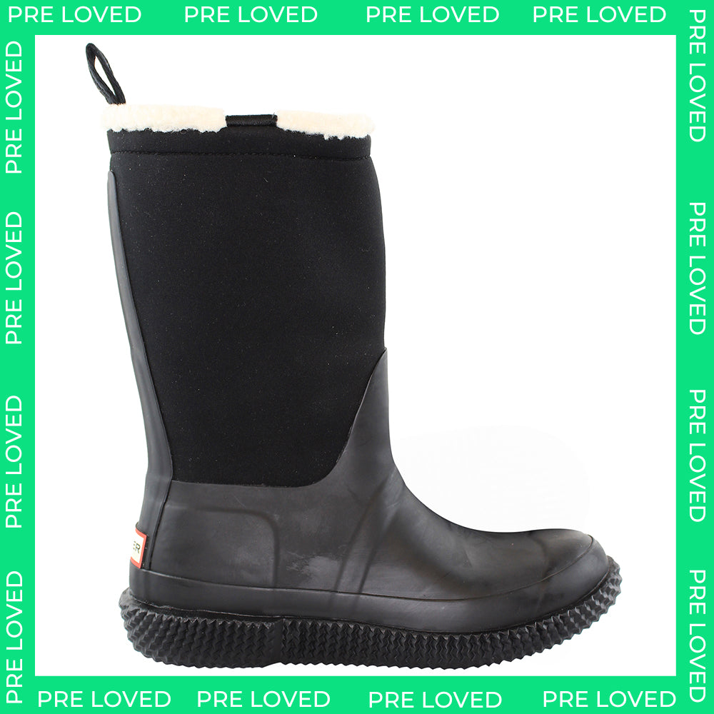 Hunter Sherpa Webbing Womens Black Wellington Boots NO BOX