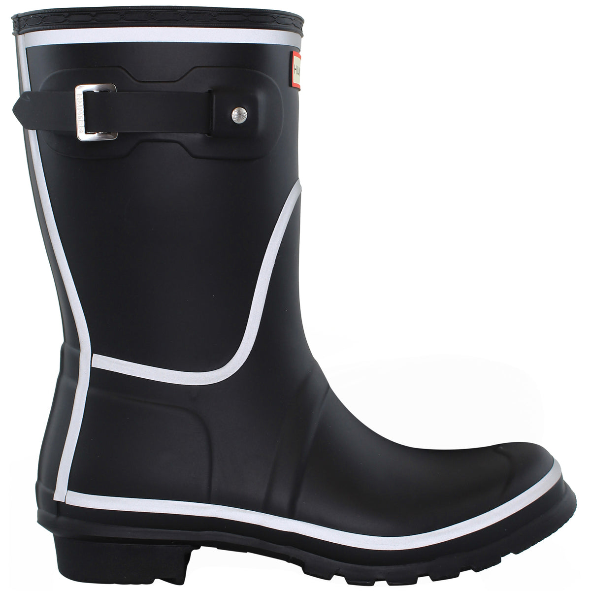 Hunter Short Reflective Outline Womens Black Wellington Boots