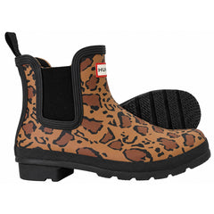 Hunter Original Leopard Print Womens Brown Chelsea Boots