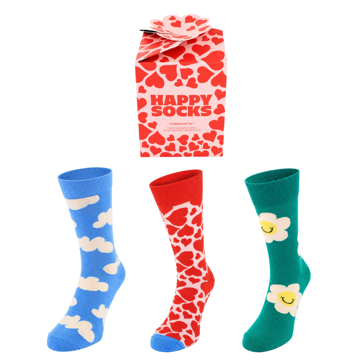 Happy Socks 3-Pack Multicolour Flower Gift Set
