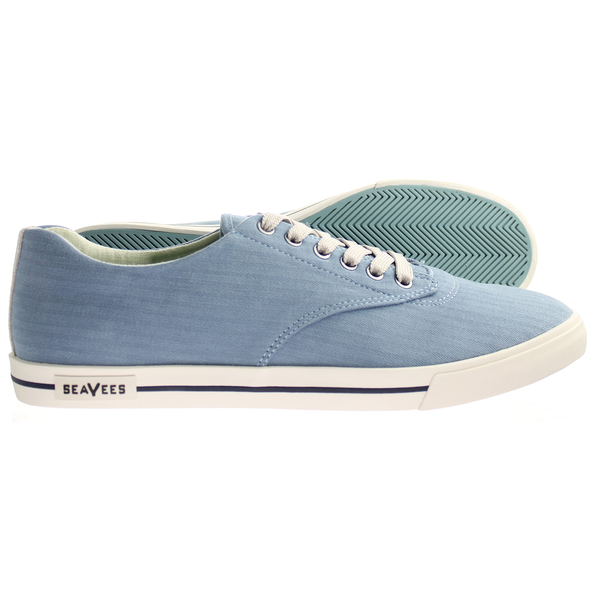 Seavees Hermosa Herringbone Mens Blue Plimsolls