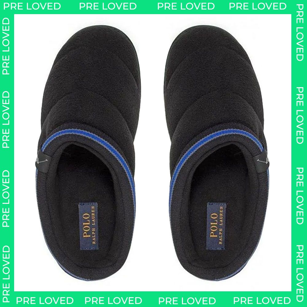 Ralph Lauren Button Scuff Black Mens Slippers