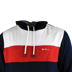 Ben Sherman Panelled Mens Navy Hoodie - Marks on the front