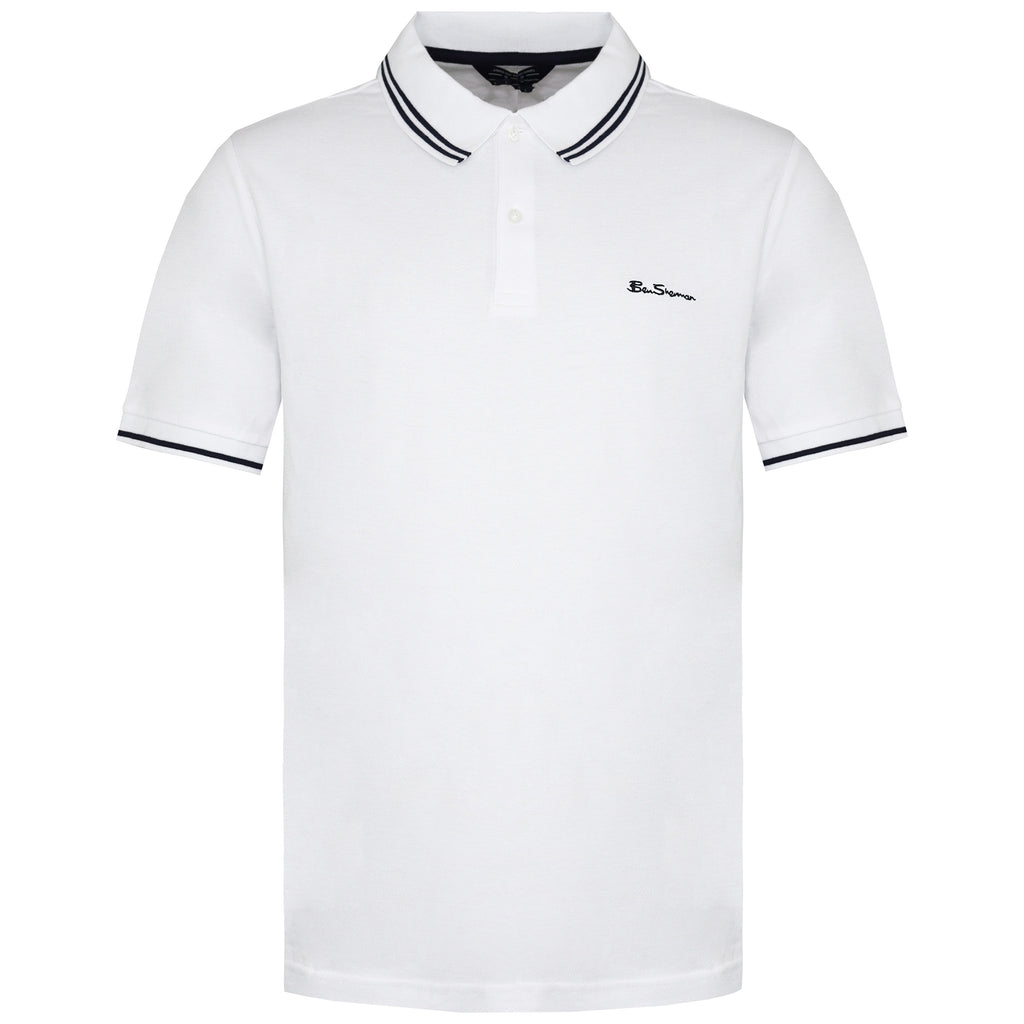 Ben Sherman Twin Tipped Mens White Polo Shirt