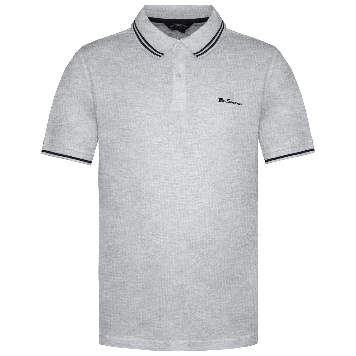 Ben Sherman Wide Twin Tipped Mens Grey Polo Shirt