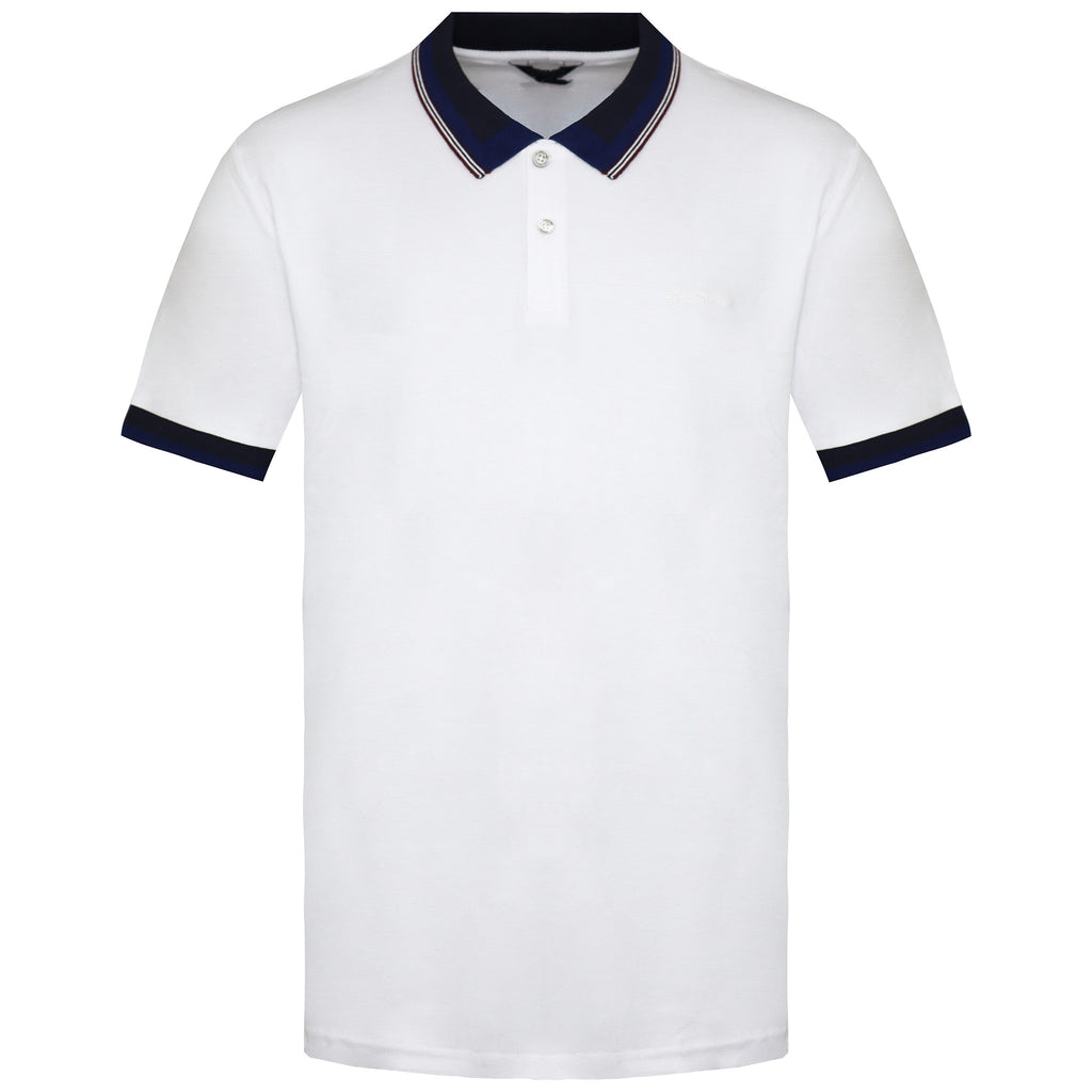 Ben Sherman Classic Stripe Collar Mens White Polo Shirt