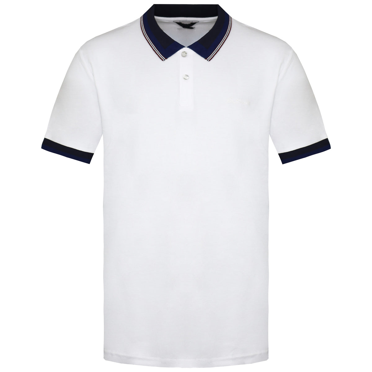 Ben Sherman Classic Stripe Collar Mens White Polo Shirt