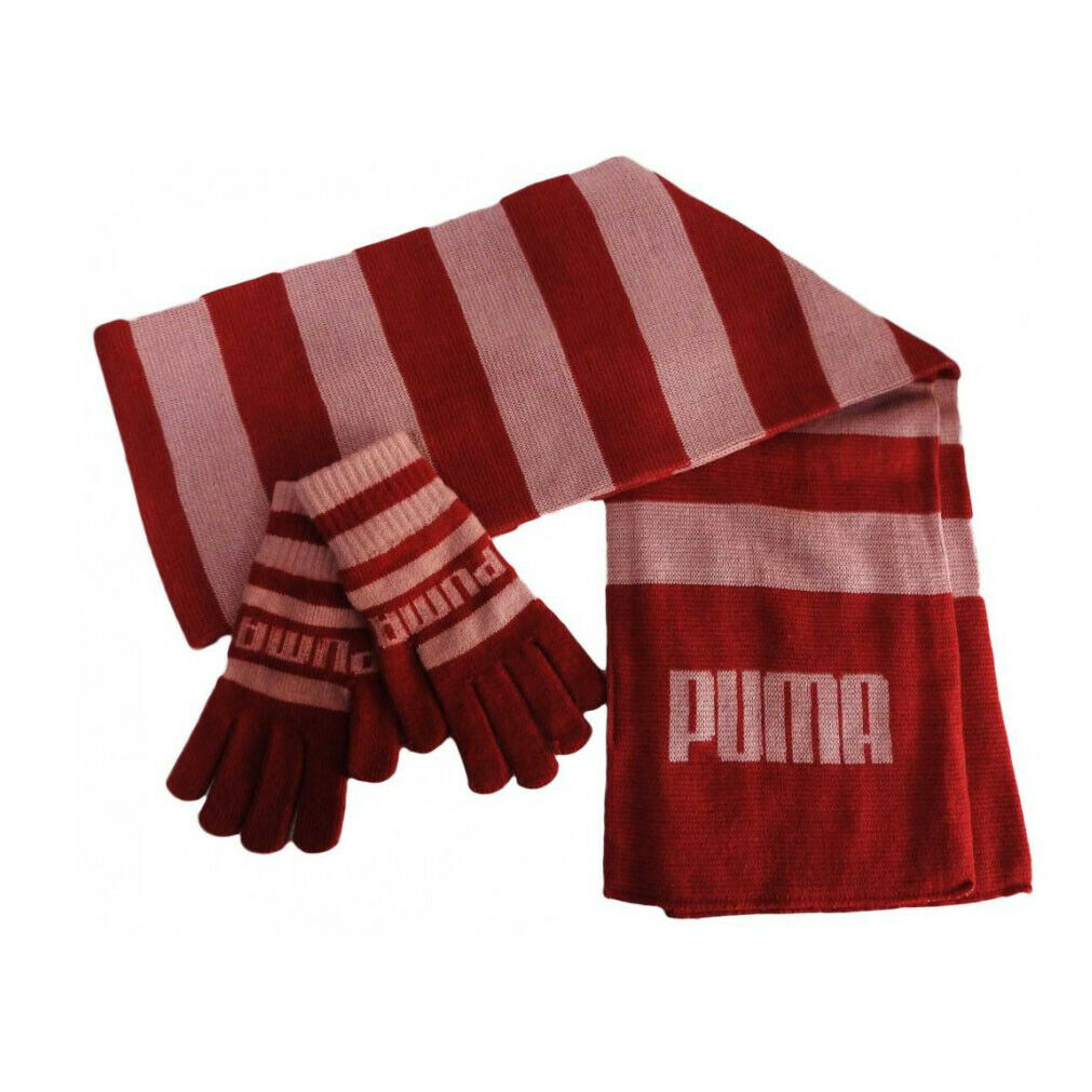 Puma Since 48 Kids Ride Striped Gloves & Scarf Set