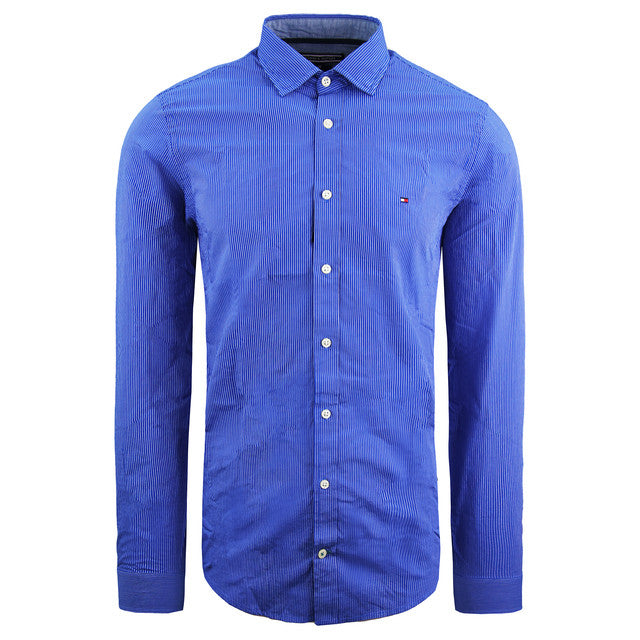 Tommy Hilfiger Darren Slim Fit Striped Shirt Blue Mens