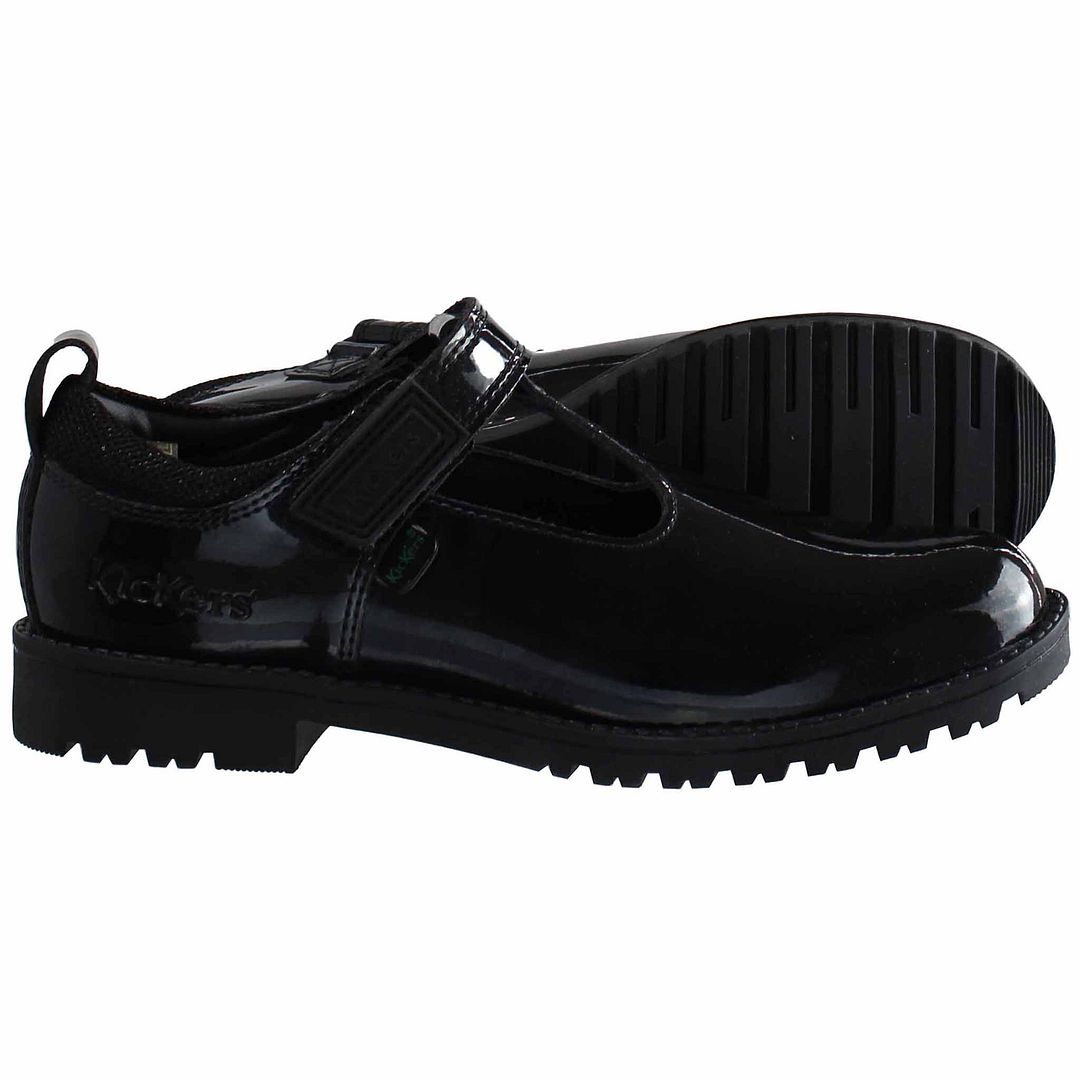 Kickers Lachly T-Bar Kids Black Shoes