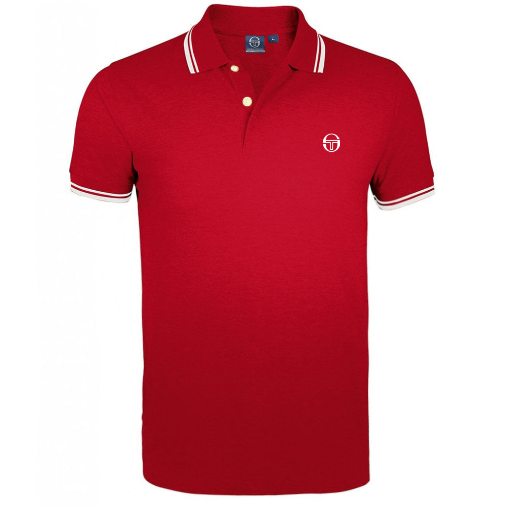 Sergio Tacchini Iconic Stripe Mens Red Polo Shirt