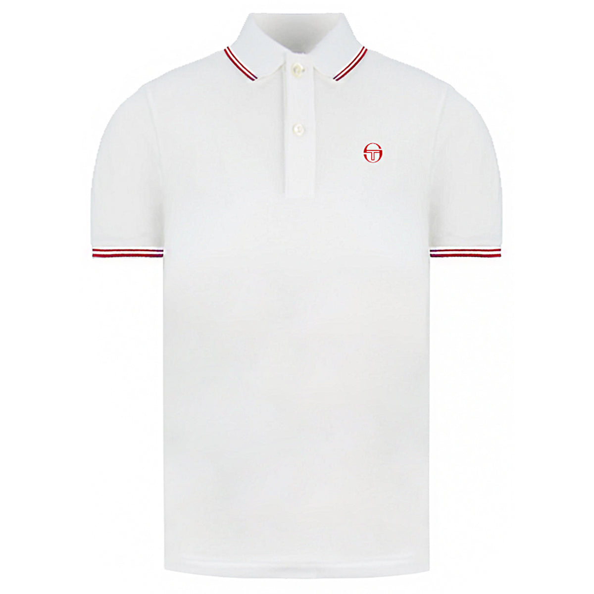 Sergio Tacchini Iconic Stripe Mens White/Red Polo Shirt