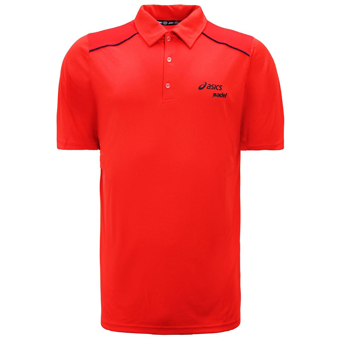 Asics Motion Dry Padel Mens Red Polo Shirt