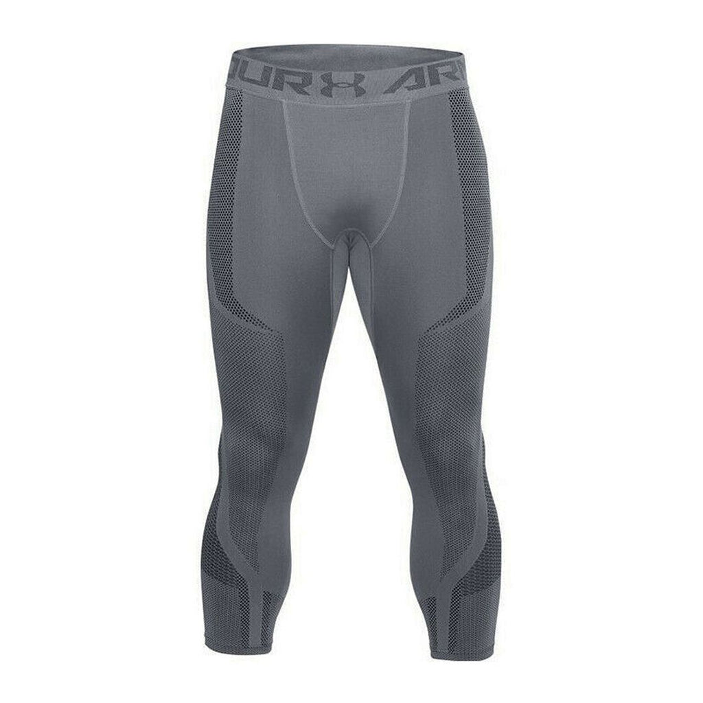 Under Armour Grey Mens Seamless Mesh Panel Cropped Leggings