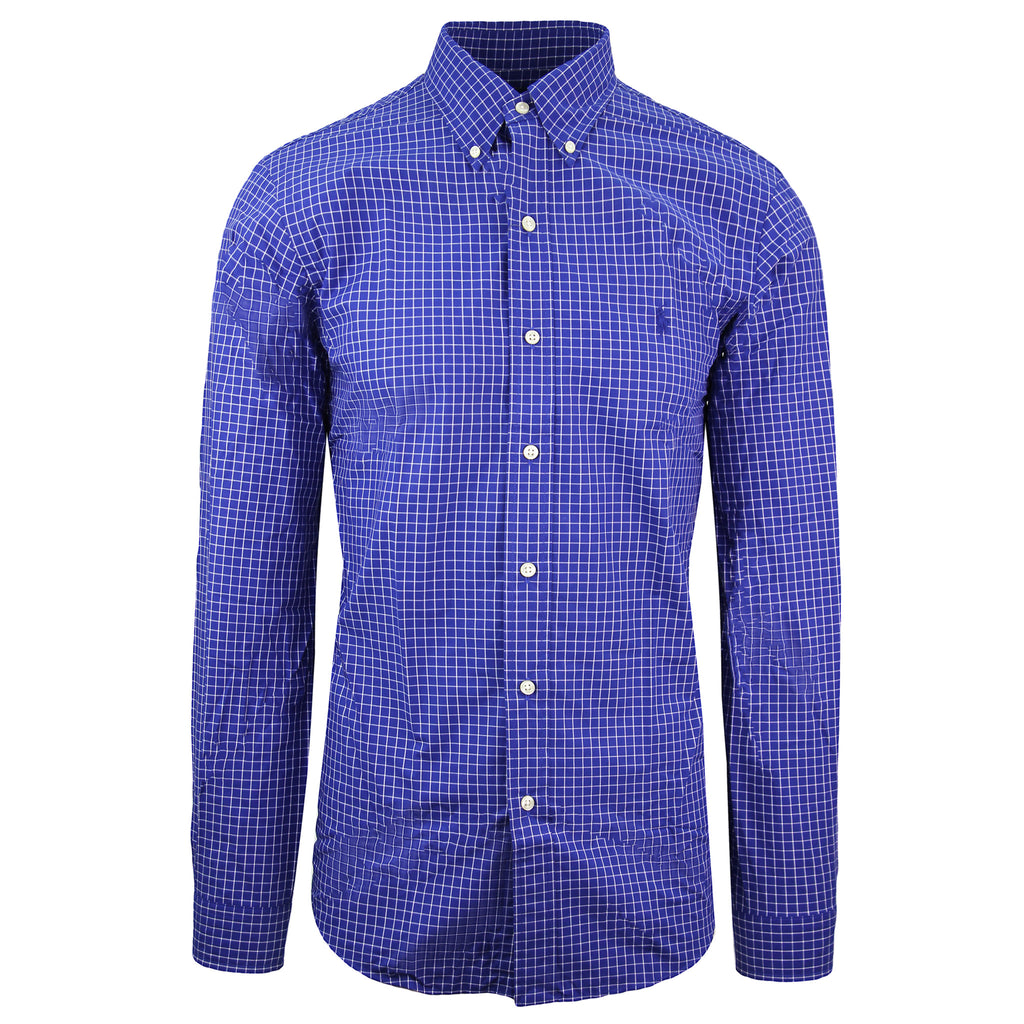 Ralph Lauren Slim Fit Oxford Shirt Checkered Navy Mens Top