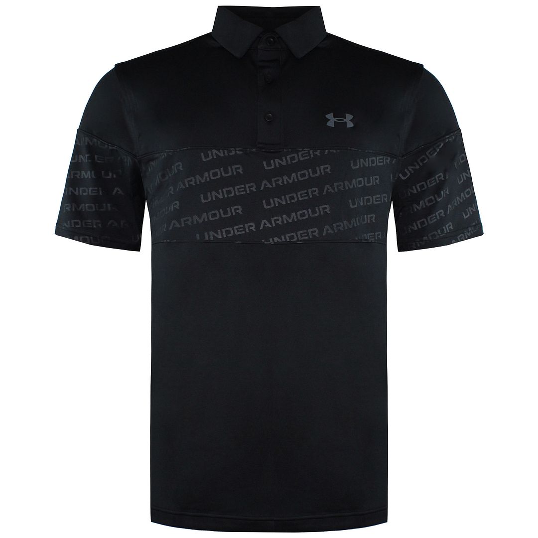 Under Armour Black Collared Mens Playoff 2.0 Blocked Polo Shirt