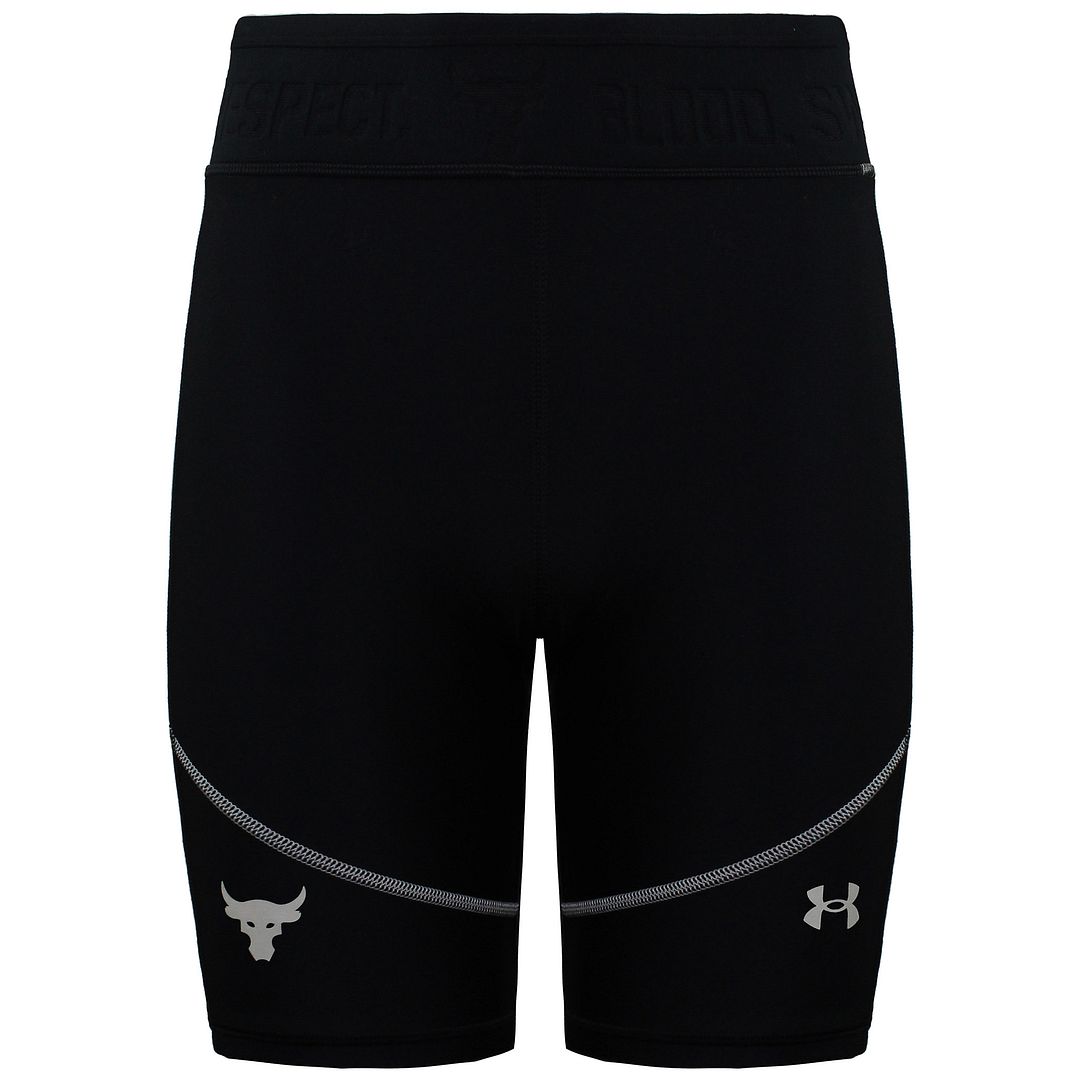 Under Armour Project Rock HeatGear Womens Black/Beige Bike Shorts