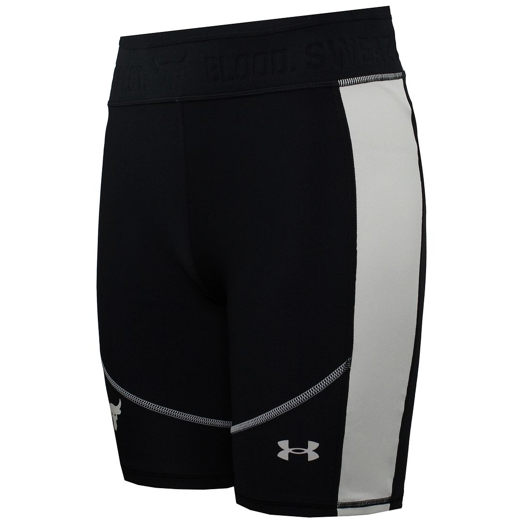 Under Armour Project Rock HeatGear Womens Black/Beige Bike Shorts