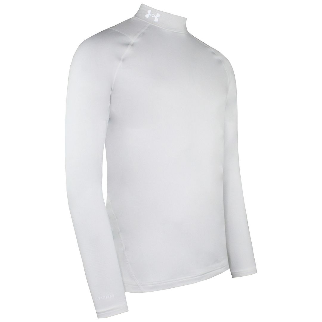 Under Armour ColdGear Infrared Fitted Mens White Golf Mock Baselayer