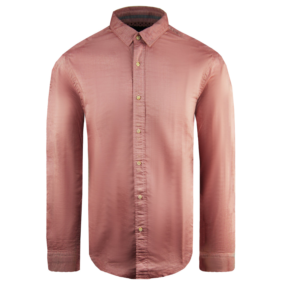 Scotch & Soda Slim Long Sleeve Plain Pink Mens Cotton Shirt