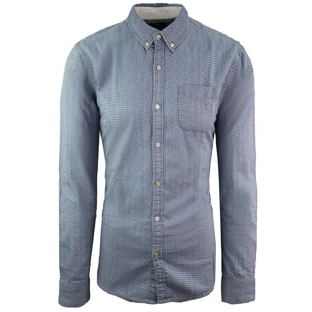 Scotch & Soda Mens Printed Blue Shirt