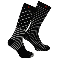 Scotch & Soda 2-Pack Printed Hearts & Stripes Mens Black Socks