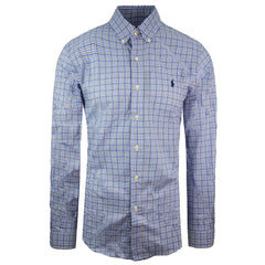 Ralph Lauren Slim Fit Oxford Shirt Checkered Blue Mens Top