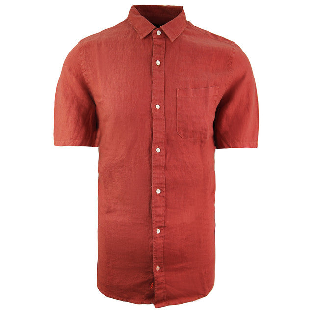 Scotch & Soda Regular Garment-Dyed Linen Mens Brown Shirt
