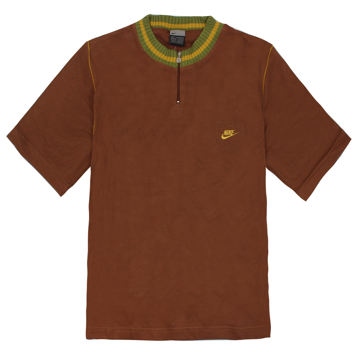 Vintage Nike Mens 1/4 Zip Brown T-Shirt