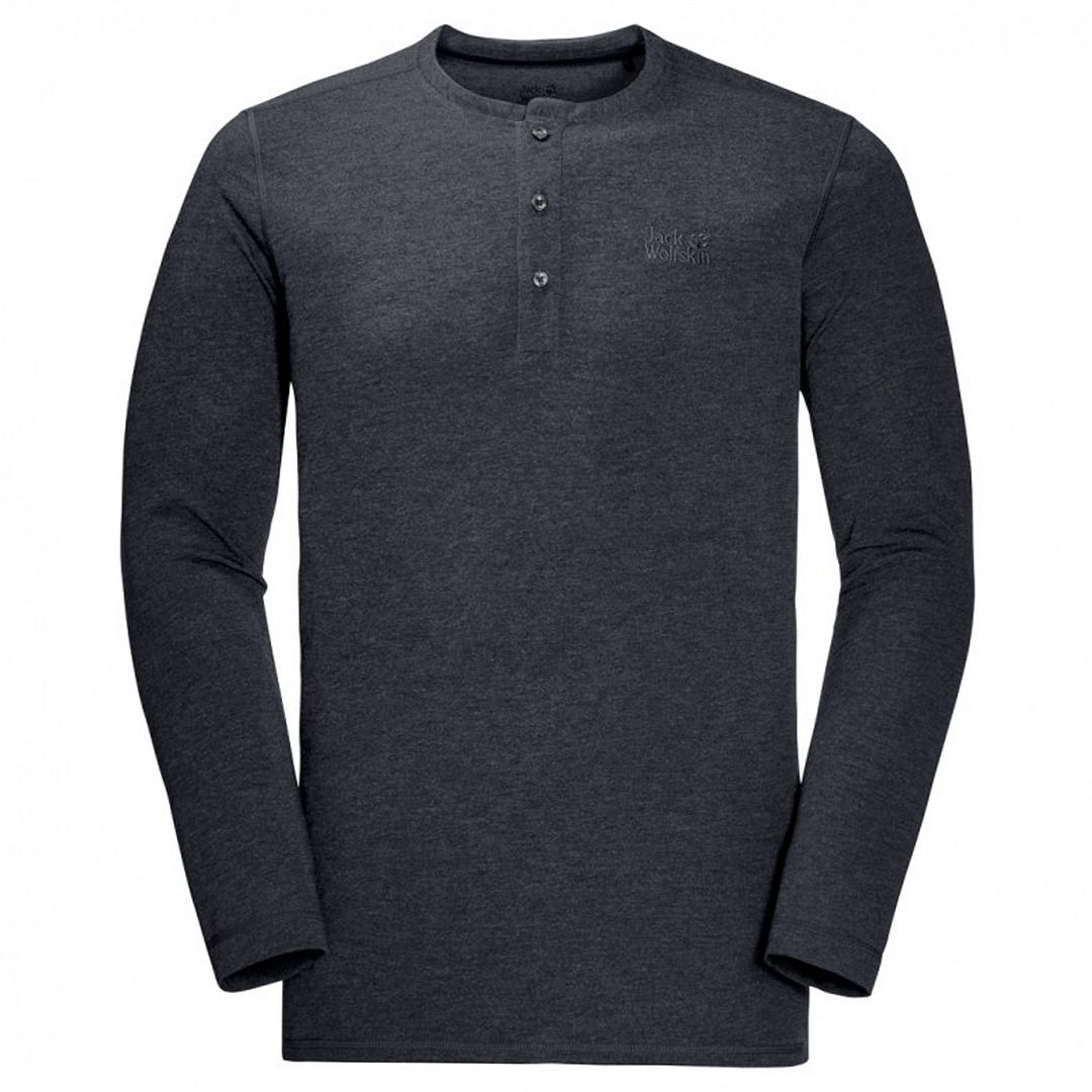 Jack Wolfskin Henley Mens Grey Top