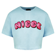 Nicce Caddel Womens Blue Cropped Top